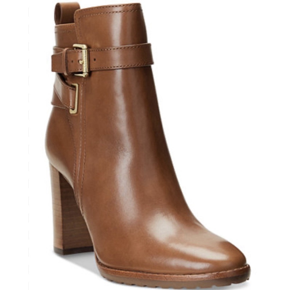 Lauren Ralph Lauren Women's Madisyn Buckled Dress Booties Polo Tan Size 9.5